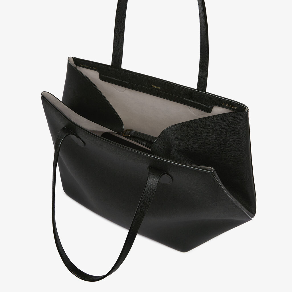 Vivi Shopping Large Bag - Black - Vitello Millepunte Soft - Valextra - 8
