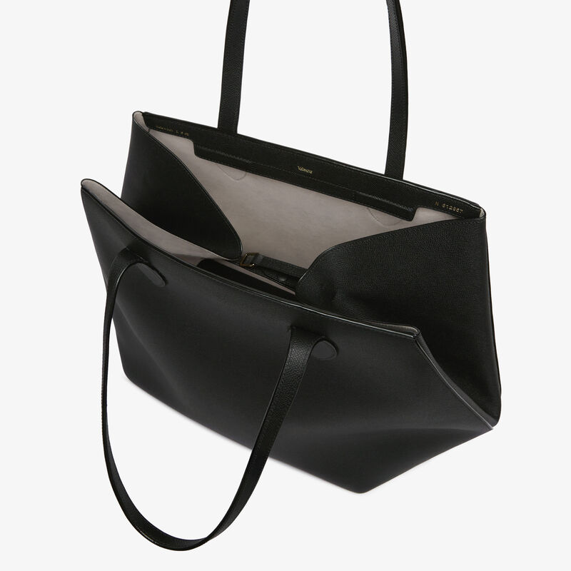 Vivi Shopping Large Bag - Black - Millepunte Soft calf leather - Valextra - 7