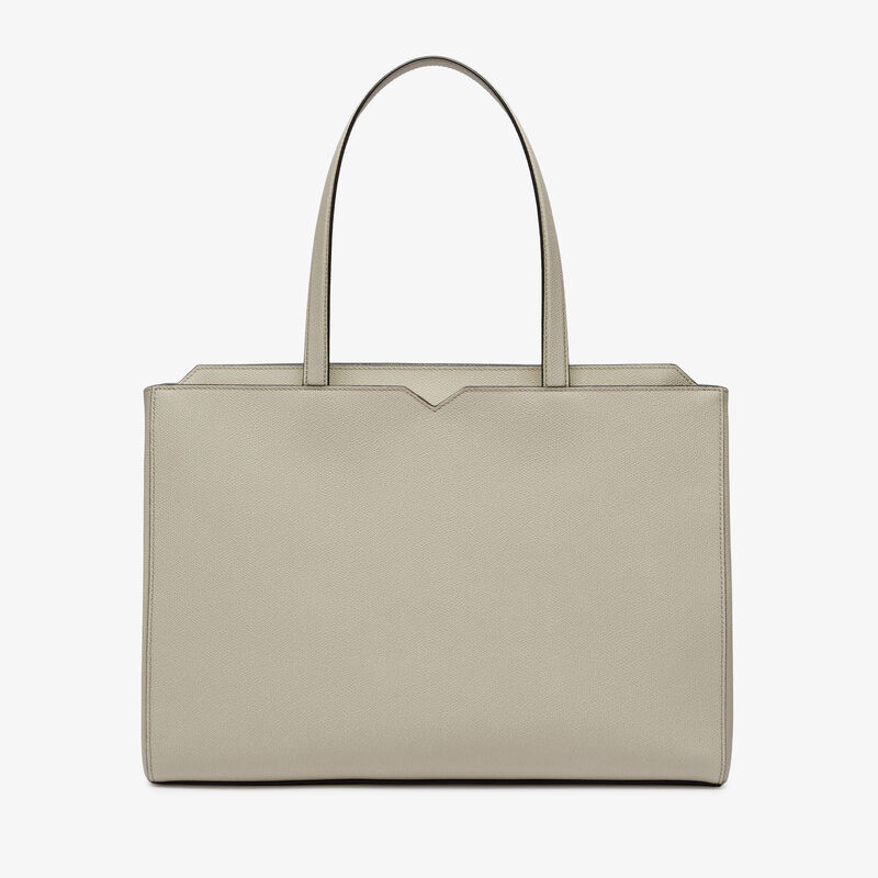 V-line Horizontal Shopping Bag - Linen Grey - Millepunte calf leather - Valextra - 4