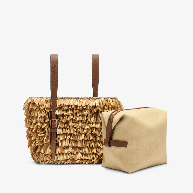 Soft Wavy Raffia Bucket Bag -  - Tessuto Punto Pelliccia/Vitello VS - Valextra - 3