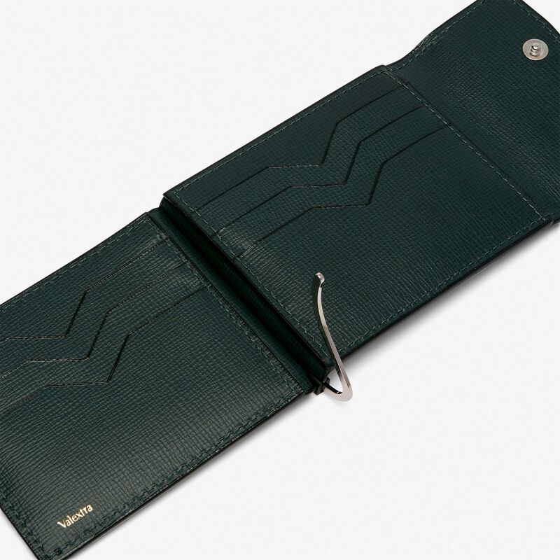 Grip 6cc wallet with botton - Valextra Green - Pavè calf leather - Valextra - 2