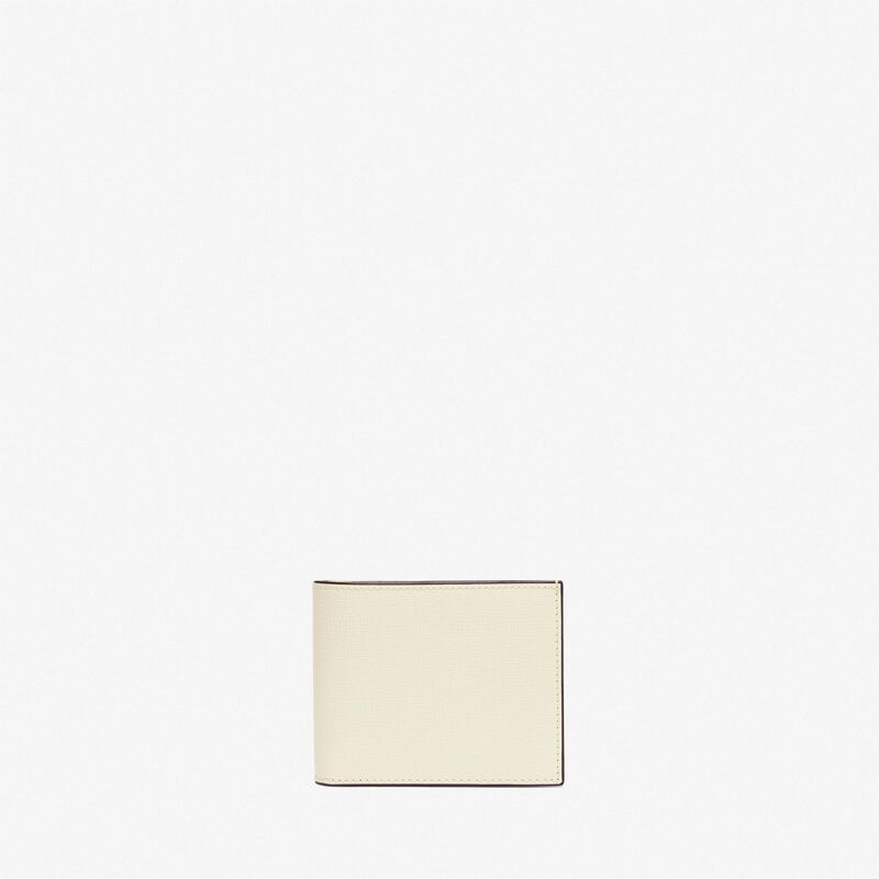 Portafoglio Bifold 4 Carte Di Credito Con Portamonete - Bianco Pergamena - Pelle di vitello Pavè - Valextra - 1