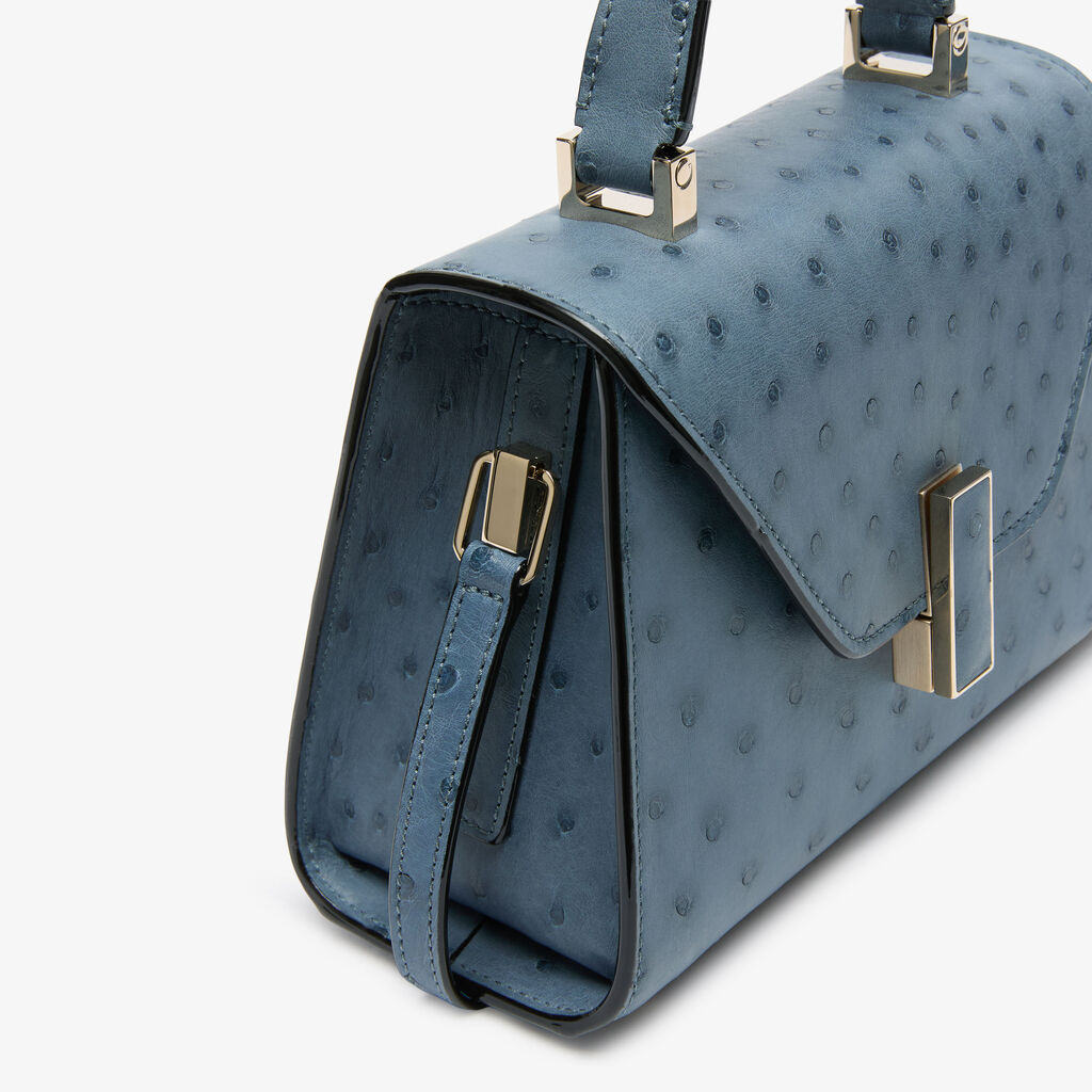 Iside Ostrich Crossbody Micro Bag - Avio Blue - Struzzo - Valextra - 3