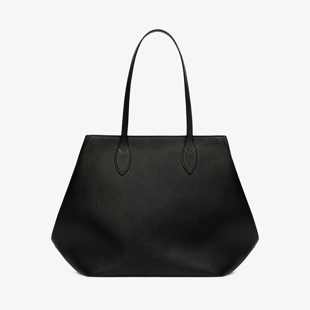 Vivi Shopping Large Bag - Black - Vitello Millepunte Soft - Valextra - 9