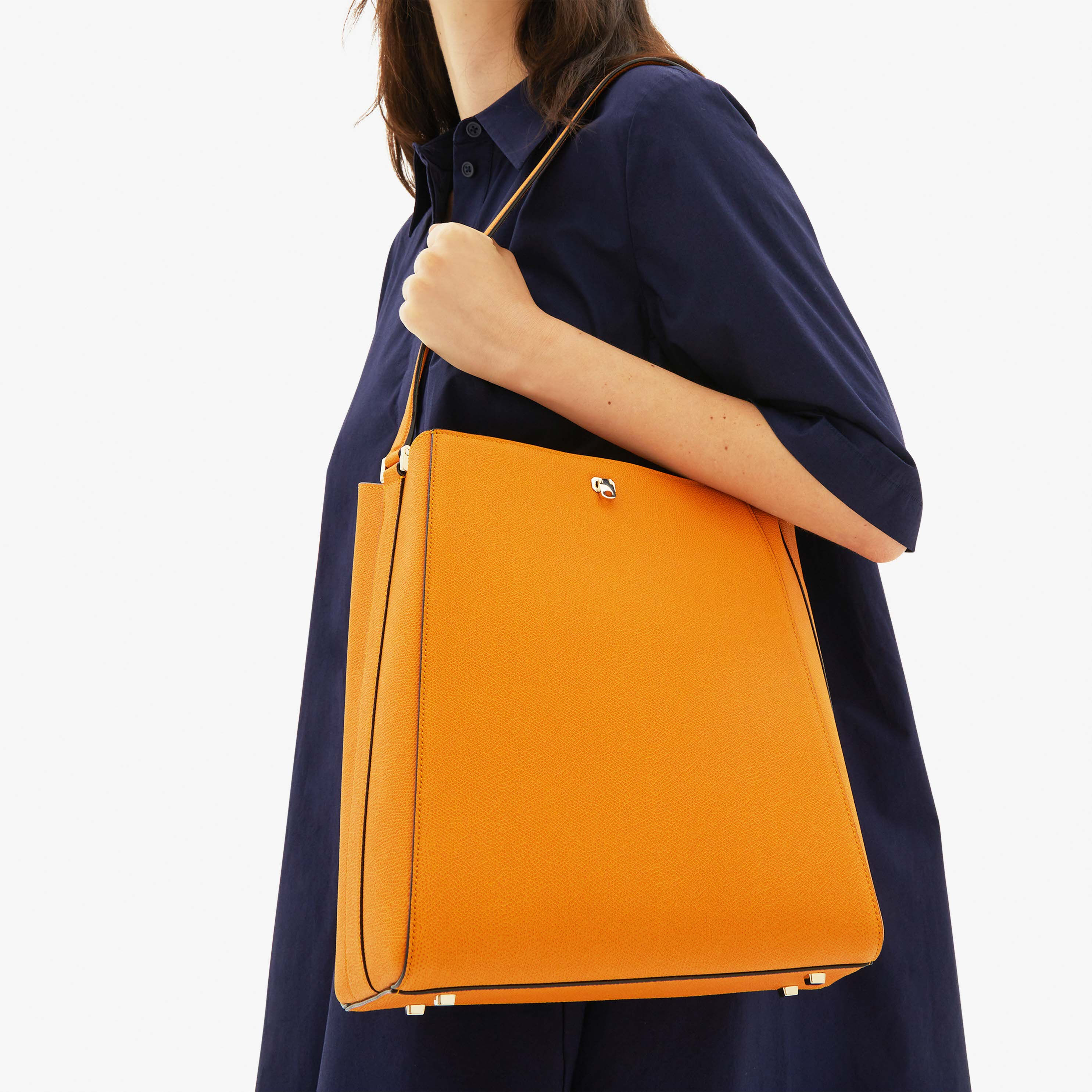 Yellow Leather Medium simple shoulder bag Valextra Brera