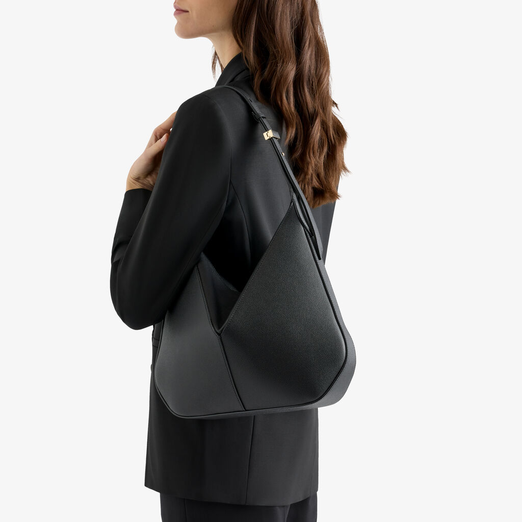 ViVi Hobo Medium Bag - Black - Millepunte Soft calf leather - Valextra - 2