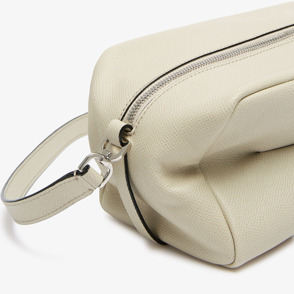 Origami Crossbody Medium Bag - Linen Grey - Vitello Millepunte Soft - Valextra - 5