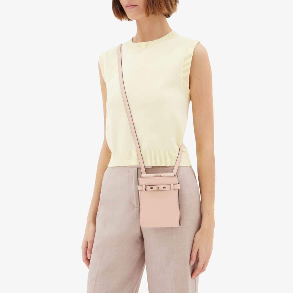 Brera B-Tracollina Slim Crossbody Micro Bag - Bonne Mine Pink - Vitello VS - Valextra - 2
