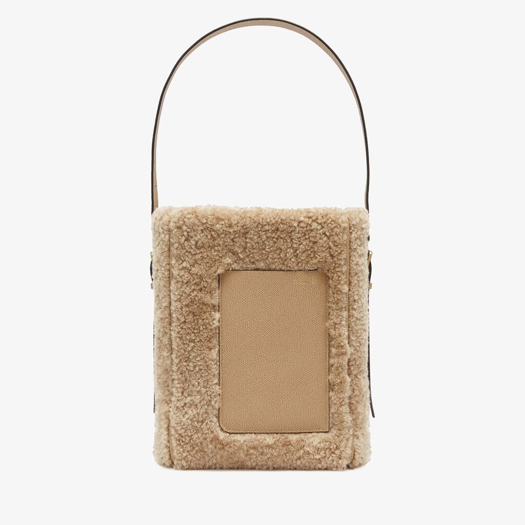 Valextra Borsa a secchiello da Donna Mini Shearling Beige | Valextra Soft