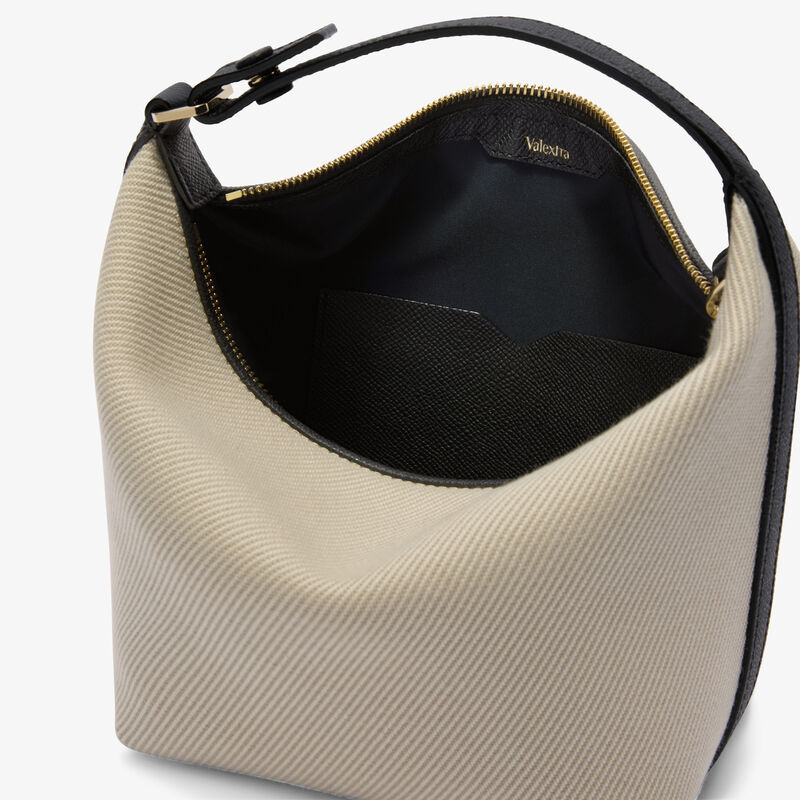 Mochi Textured Canvas Top Handle Mini Bag - Grey/Black - Canvas Eutolbat/Vitello Millepunte Soft - Valextra - 3
