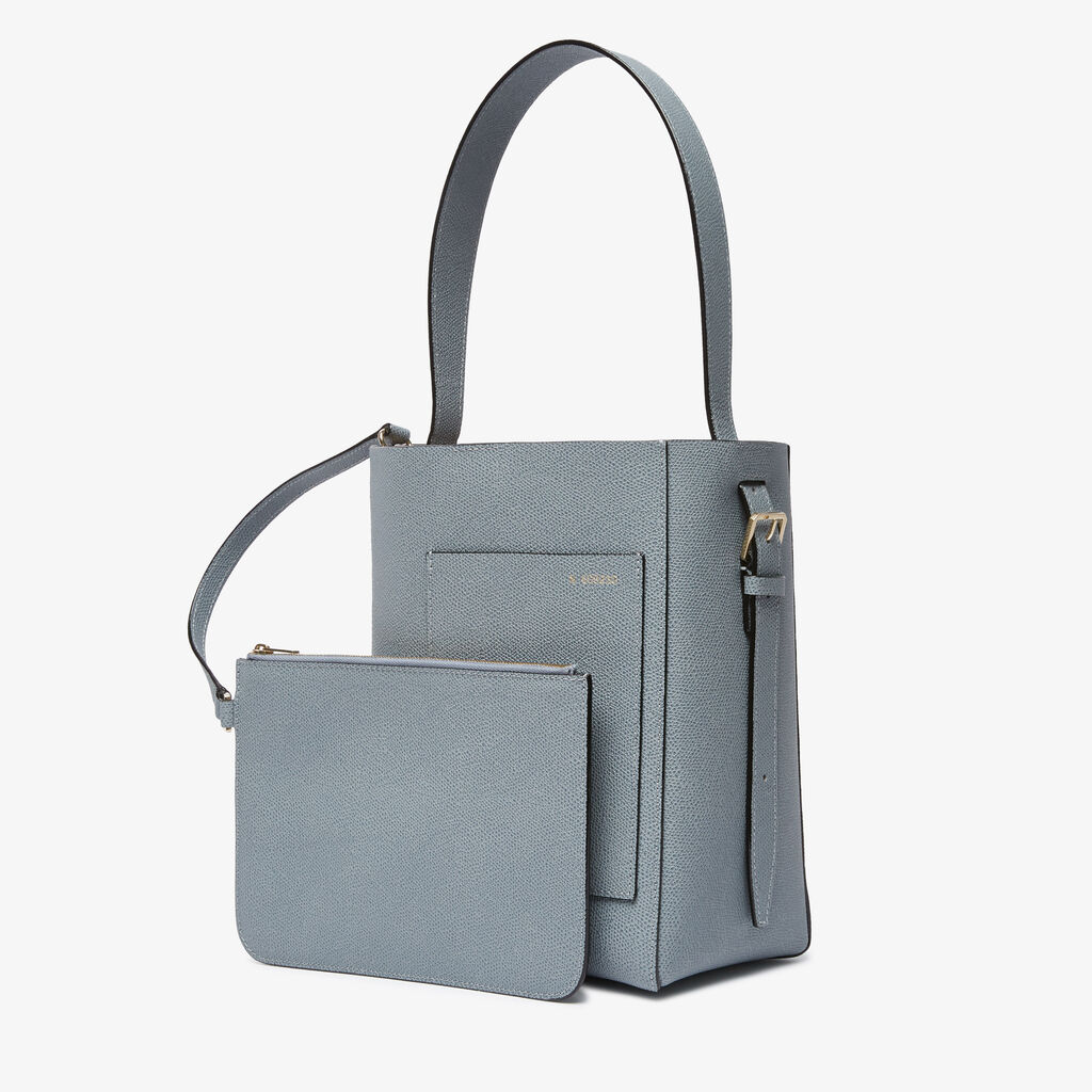 Soft Bucket Mini Bag - Niagara Blue - Vitello VS - Valextra - 3