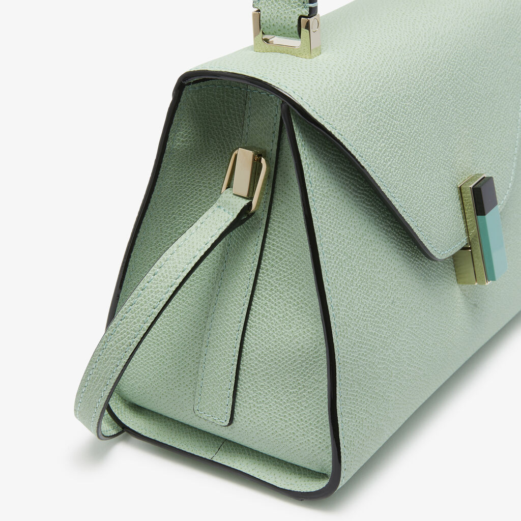 Borsa a mano Iside Plexi Mini - Verde Acqua/Verde LatteMenta/Nero - Vitello VS - Valextra - 3