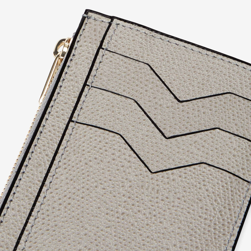 Card Holder 3CC with Zip - Ash Grey - Vitello VS - Valextra - 3