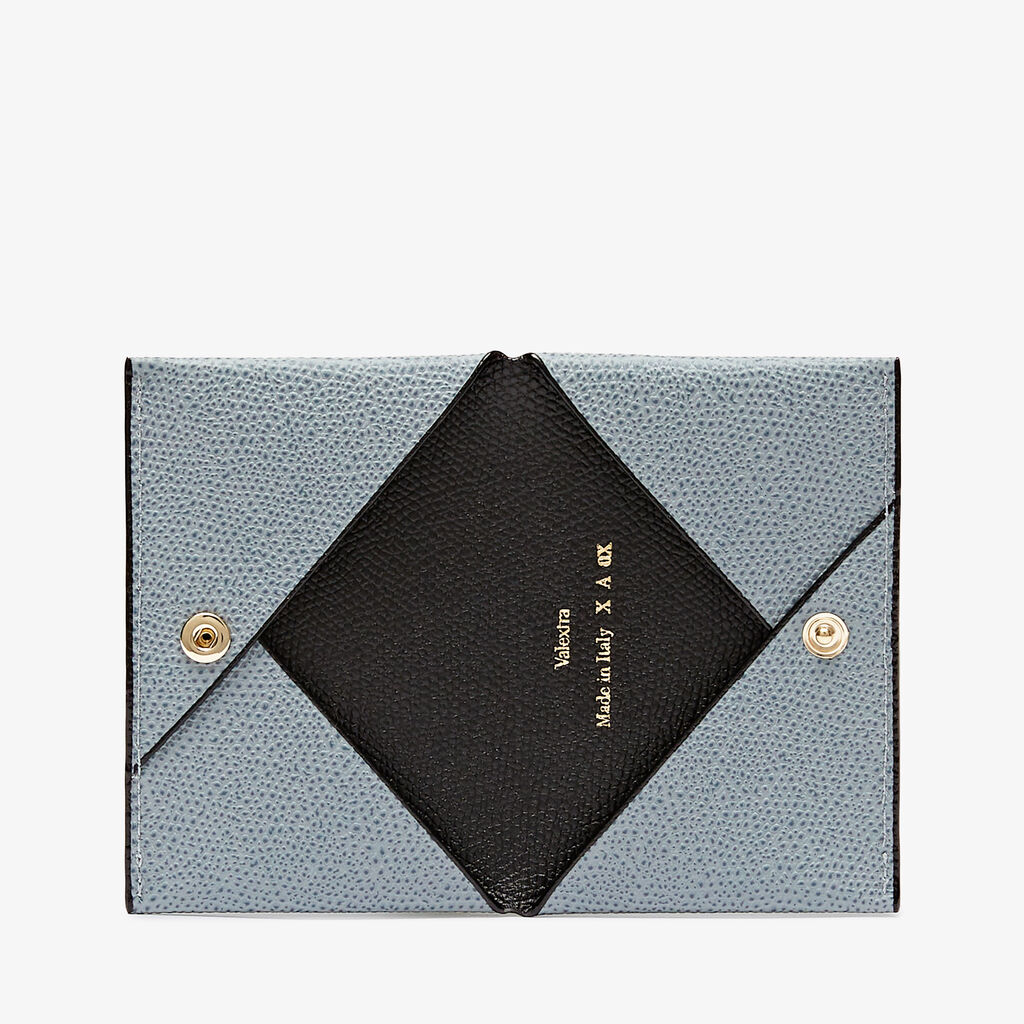 Card Case with Button - Niagara Blue/Black - Vitello VS - Valextra - 4