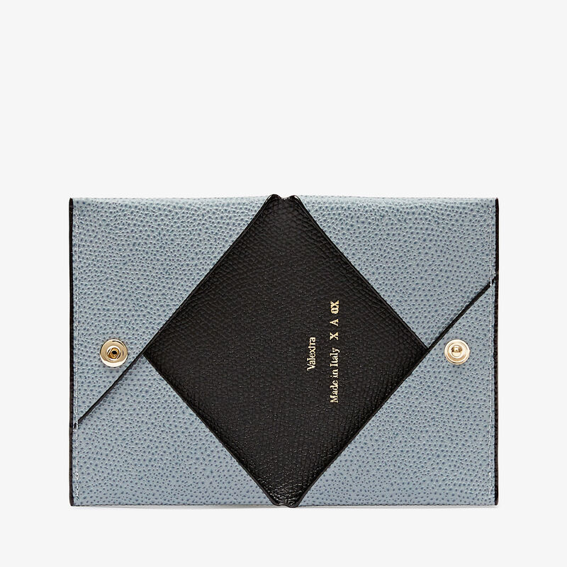 Card Case with Button - Niagara Blue/Black - Millepunte calf leather - Valextra - 4