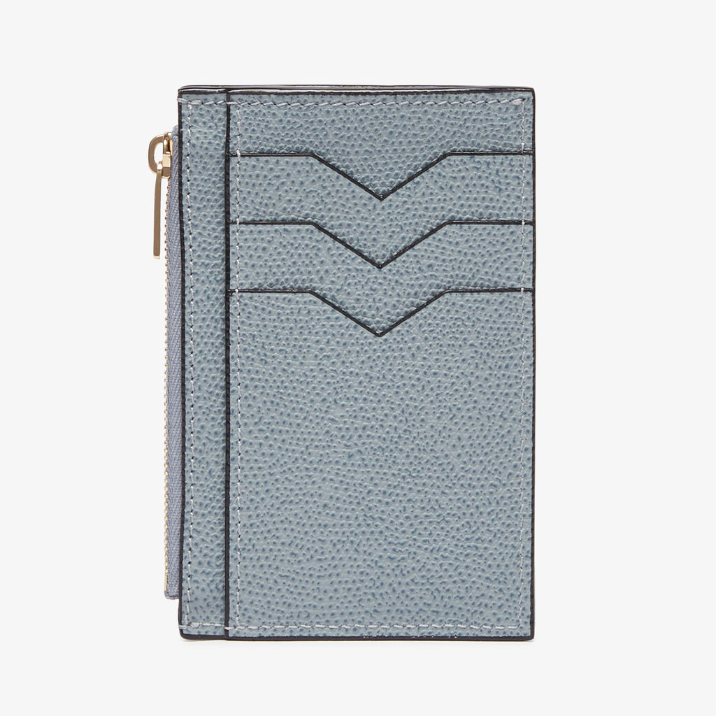 Card Holder 3CC with Zip - Niagara Blue - Vitello VS - Valextra - 5