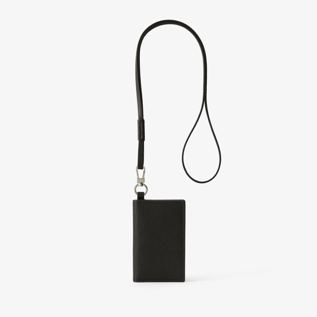 Card Holder with Lanyard - Black - Vitello VS - Valextra - 1