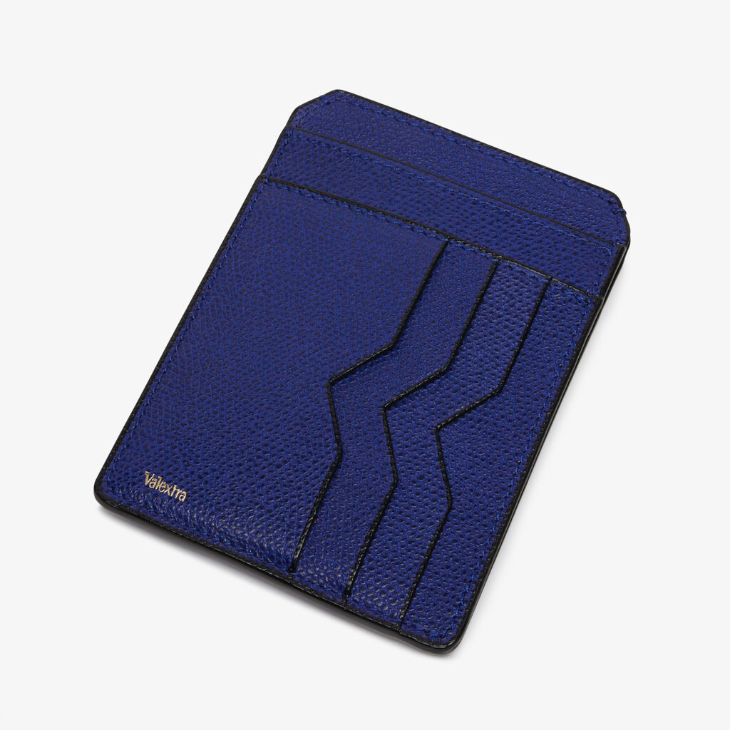 Porta Carte di Credito con Portadocumenti - Blu Royale - Vitello VS - Valextra - 2