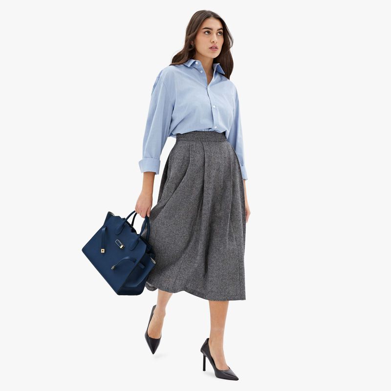 Milano Two Handles Medium Bag - Sapphire Blue - Millepunte Soft calf leather - Valextra - 2