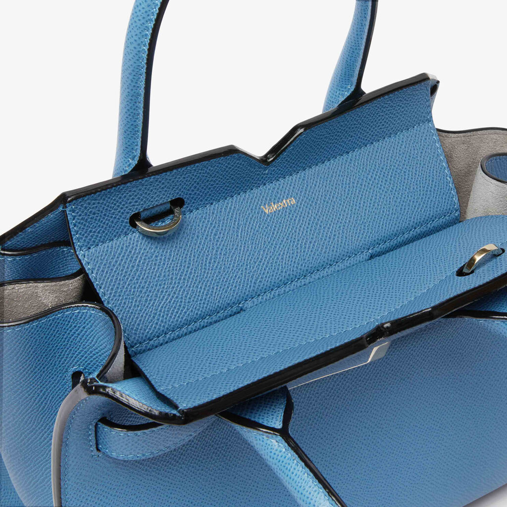 Milano Two Handles Mini Bag - Nebula Blue - Vitello Millepunte Soft - Valextra - 4