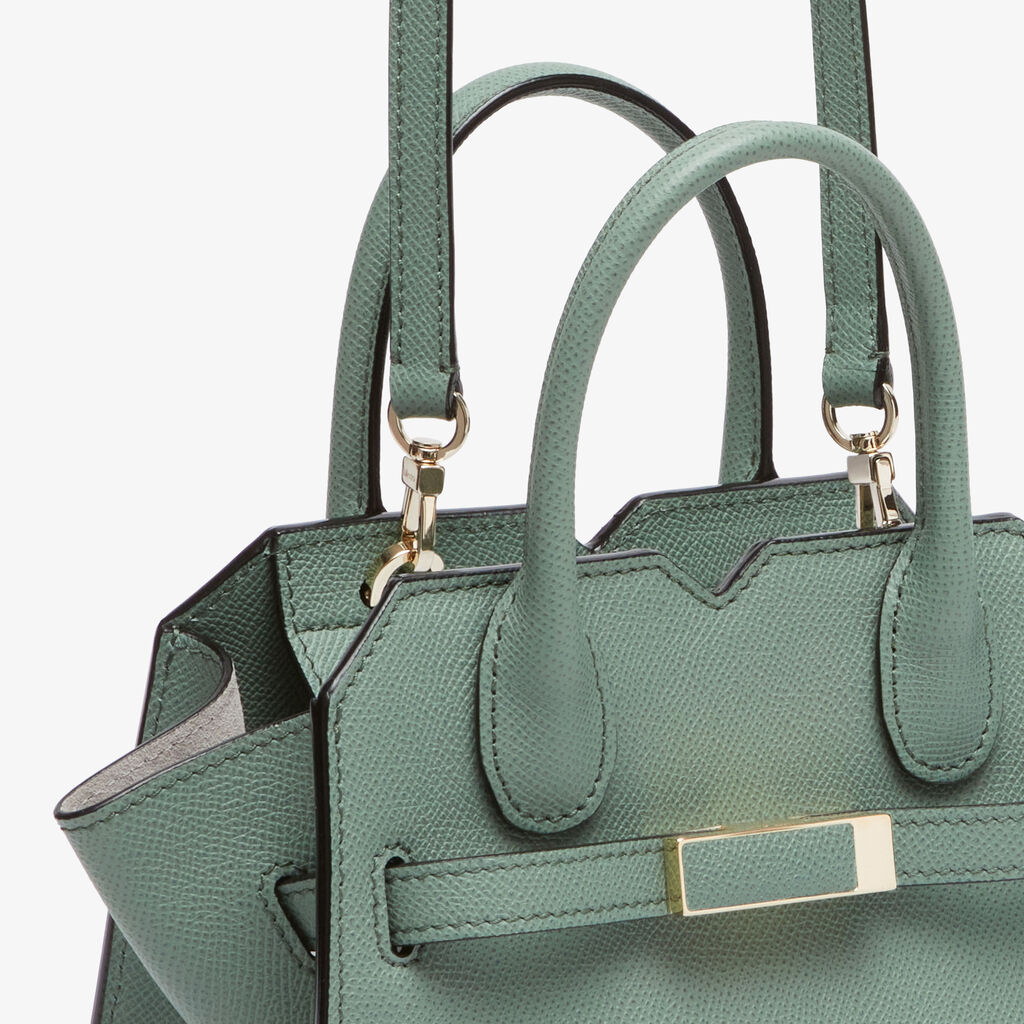 Milano Crossbody Micro Bag - Eucalyptus Green - Vitello Millepunte Soft - Valextra - 4