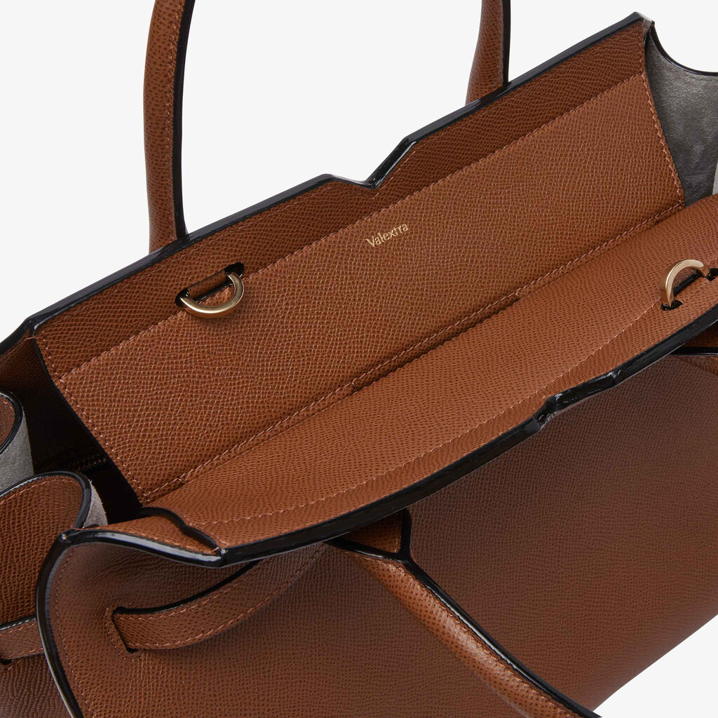 Milano Two Handles Medium Bag - Chocolate Brown - Vitello Millepunte Soft - Valextra - 4