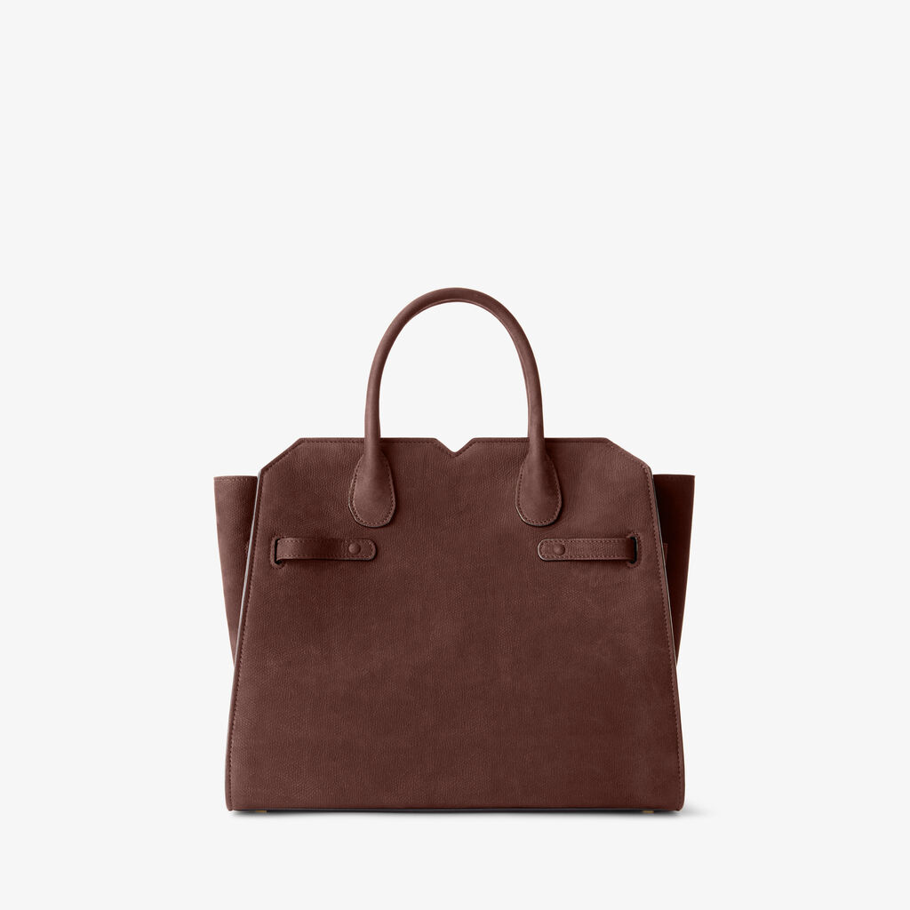 Borsa a Due Manici Milano Senso Media - Marrone Cioccolato - Vitello Millepunte Nabuk - Valextra - 8