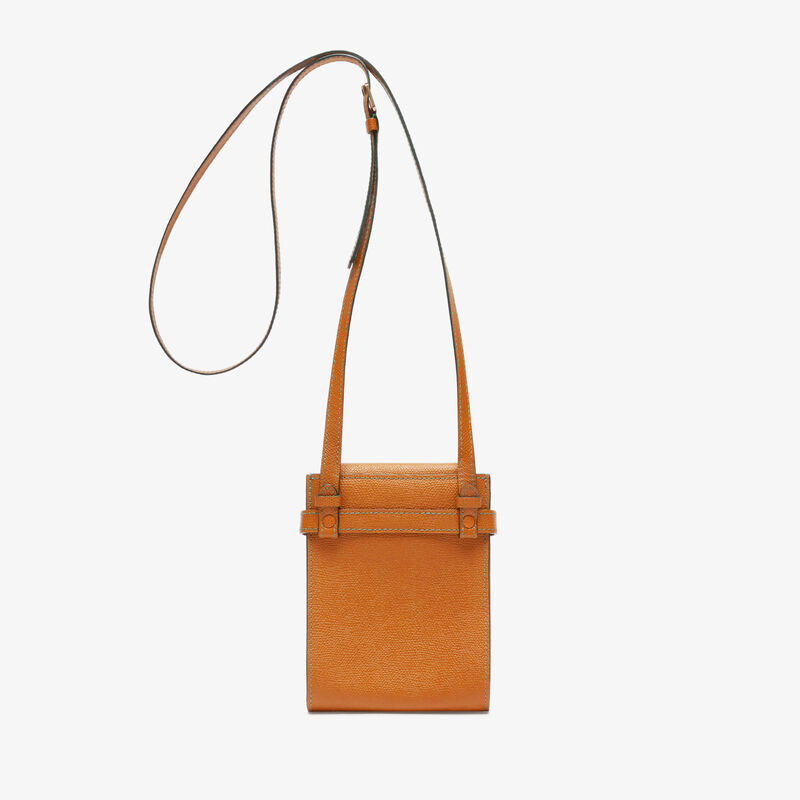 Brera B-Tracollina slim Crossbody micro bag - Havana Brown - Millepunte calf leather - Valextra - 6