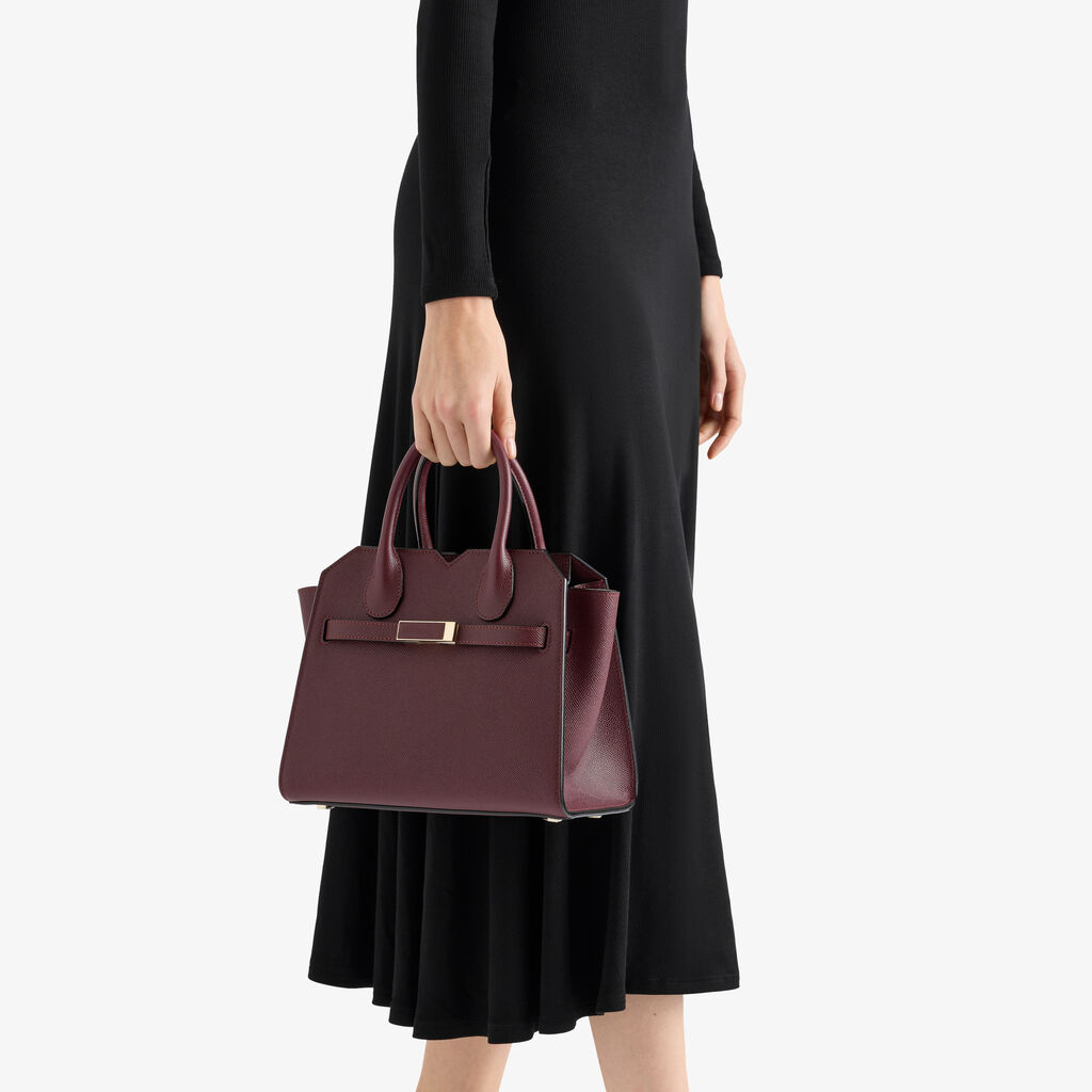 Milano Two Handles Mini Bag - Claret Red - Millepunte Soft calf leather - Valextra - 2