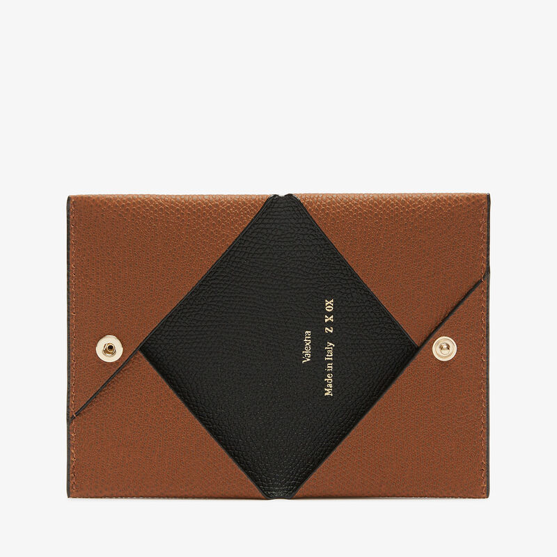 Card Case with Button - Chocolate Brown/Black - Millepunte calf leather - Valextra - 4