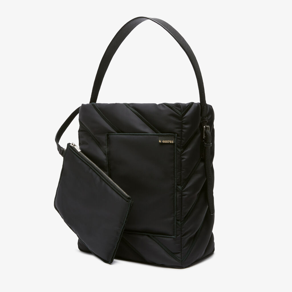 Soft Puffer Bucket Mini Bag - Black - Tessuto Nylon Imbottito/Vitello VS - Valextra - 3