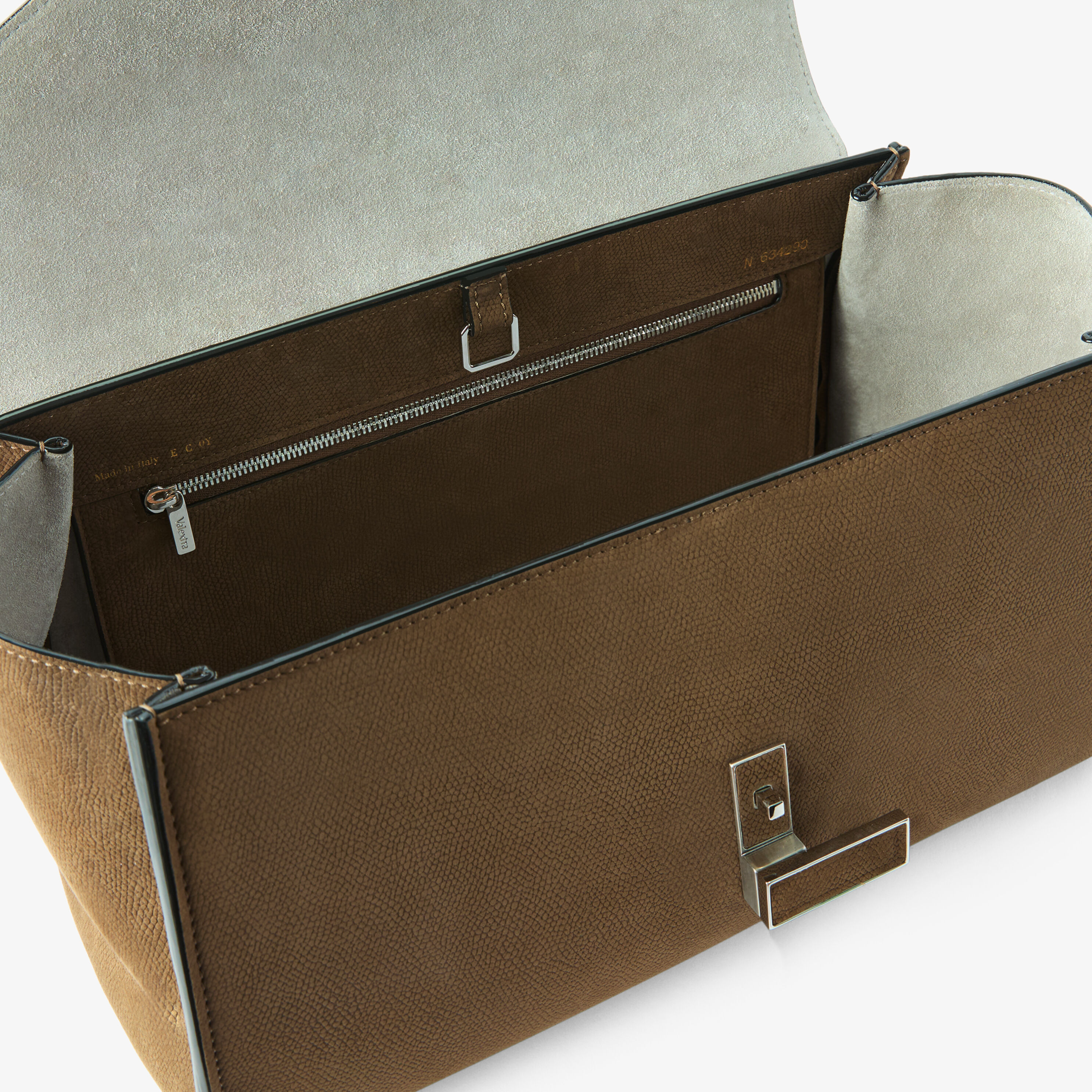 バッグ 126710 Women's Khaki Brown Luxury Leather Top Handle Bag | Valextra Iside