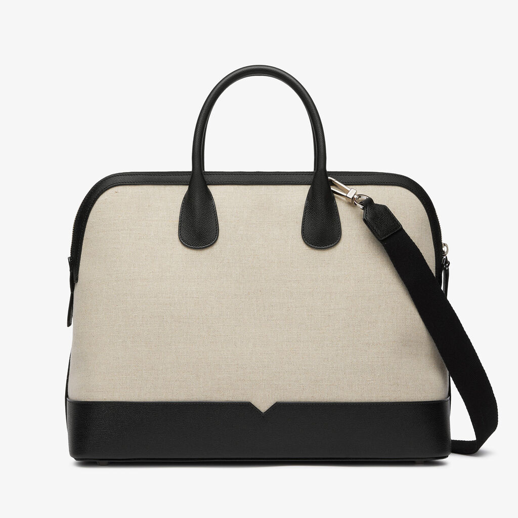 MyLogo Canvas Bowling Bag - Sand Brown/Black - Tessuto Canvas/VS - Valextra - 1