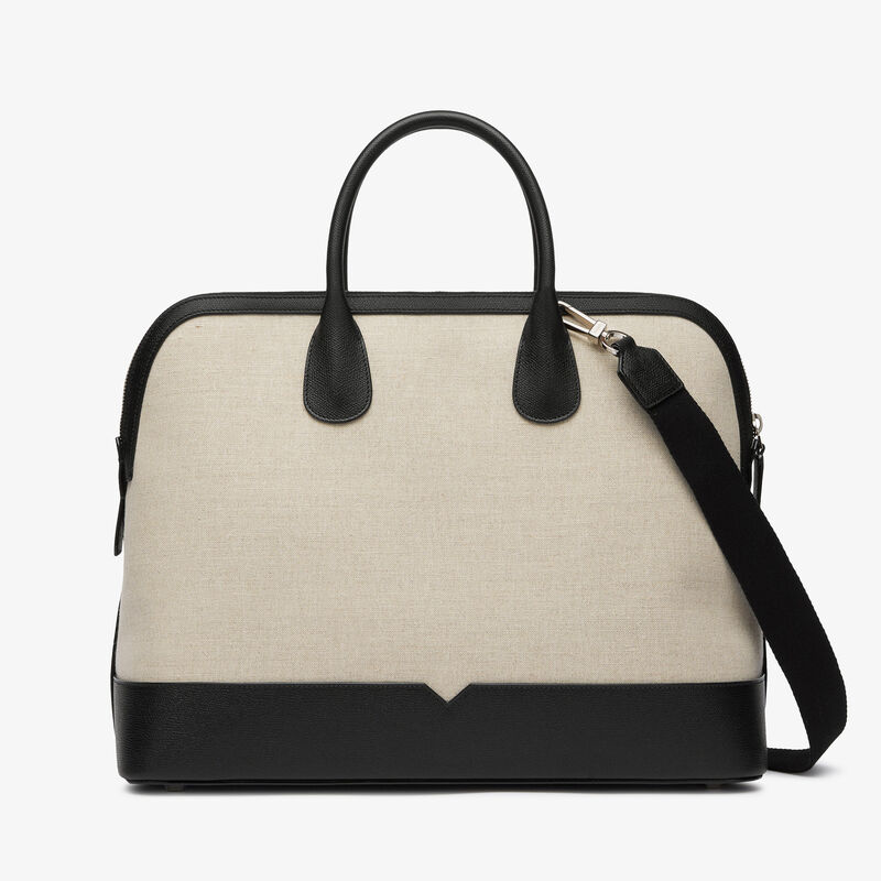 MyLogo Canvas Bowling Bag - Sand Brown/Black - Canvas and leather - Valextra - 1
