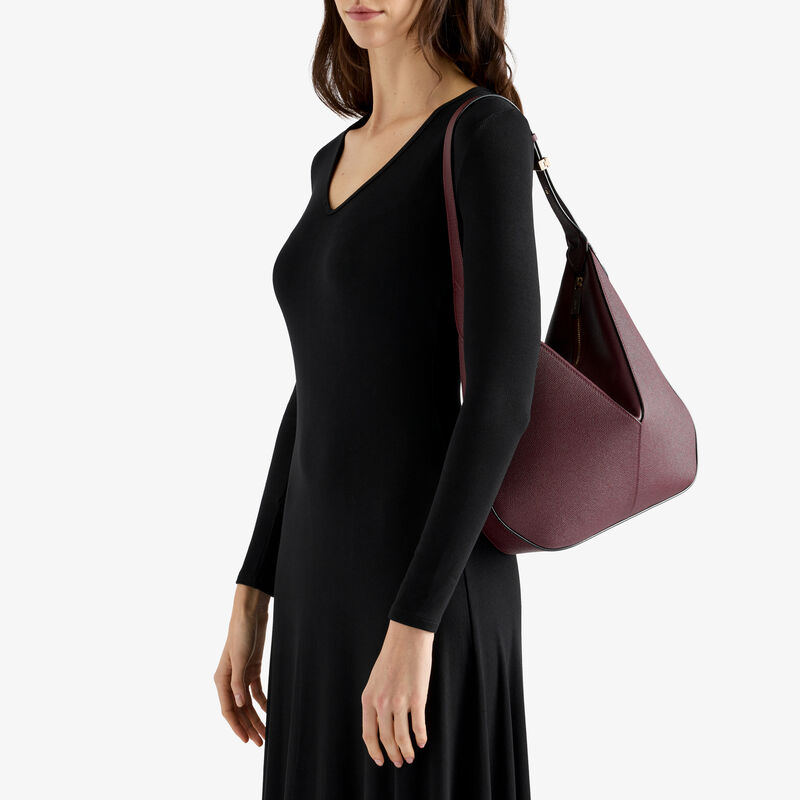 ViVi Hobo Medium Bag - Claret Red - Millepunte Soft calf leather - Valextra - 2