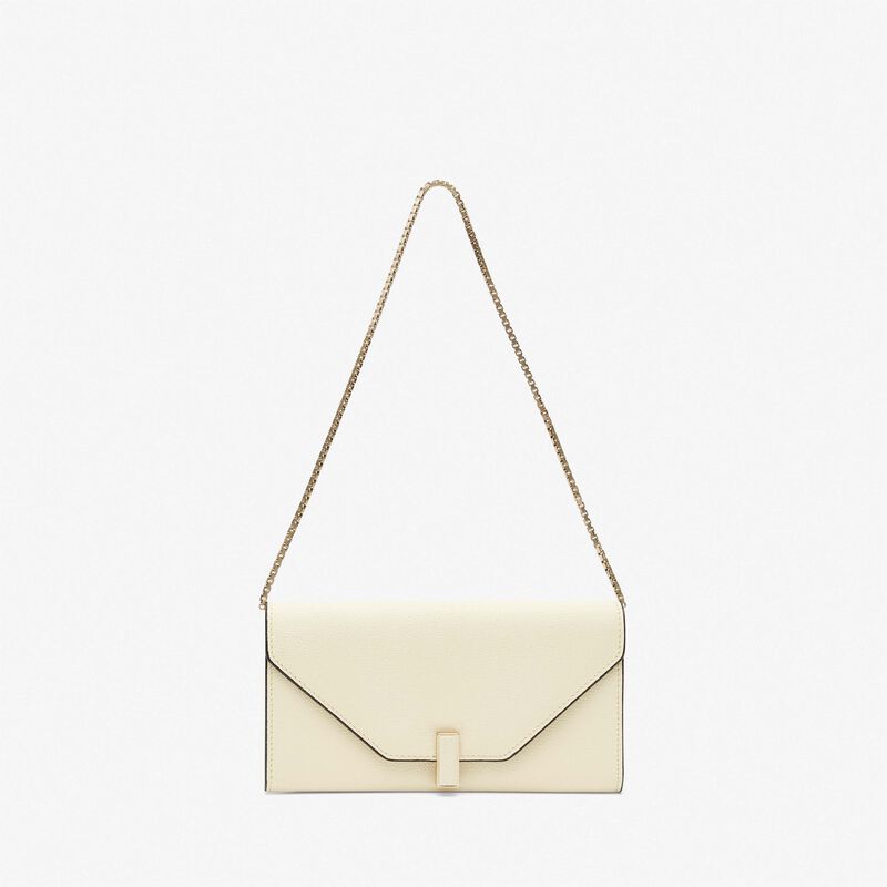 Iside continental purse with chain - Pergamena White - Millepunte calf leather - Valextra - 1