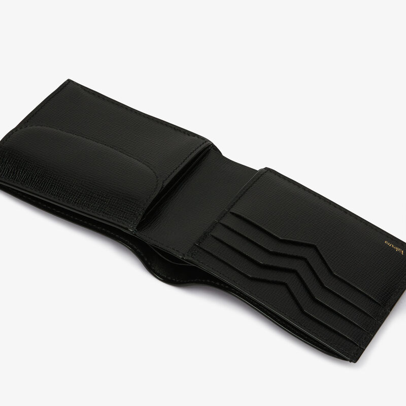Wallet 4Cc With Coin Holder - Black - Pavè calf leather - Valextra - 2
