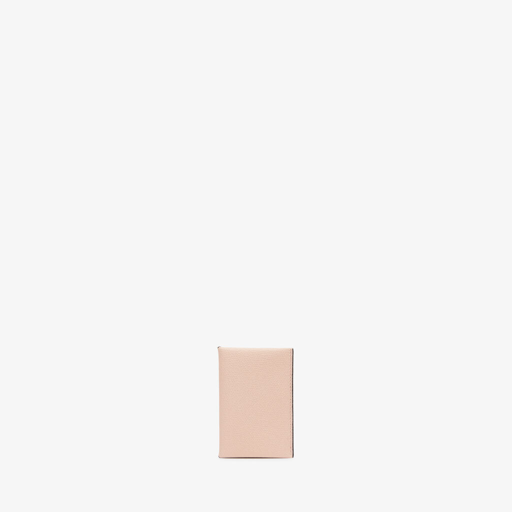 Card Case with Button - Bonne Mine Pink/Black - Vitello VS - Valextra - 1