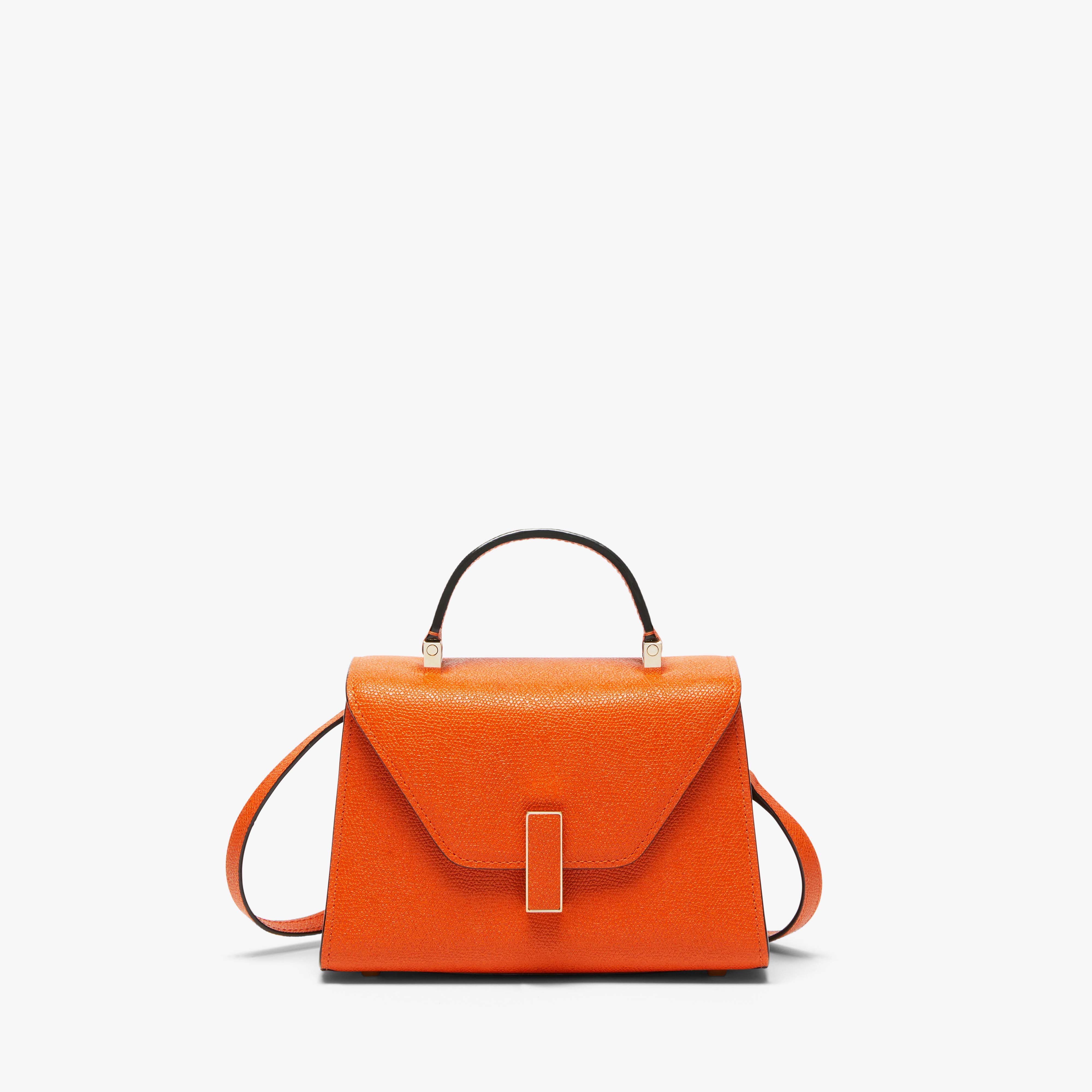Orange Leather Micro top handle bag Valextra Iside