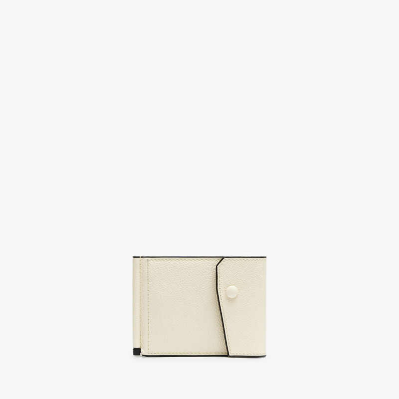 Grip 6cc wallet with botton - Pergamena White - Millepunte calf leather - Valextra - 1