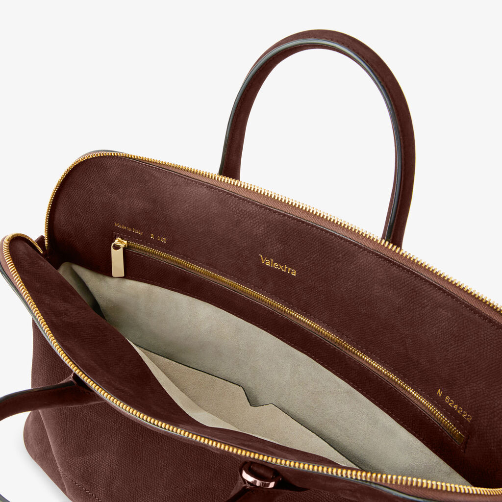 Borsa Bowling MyLogo Senso Media - Marrone Cioccolato - Vitello Millepunte Nabuk - Valextra - 5