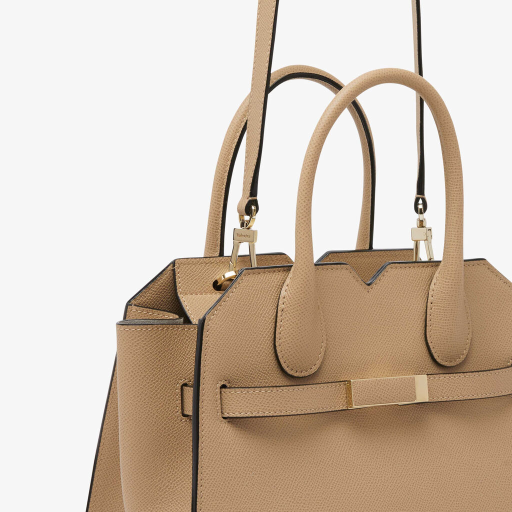 Milano Two Handles Mini Bag - Cashmere Beige - Vitello Millepunte Soft - Valextra - 5