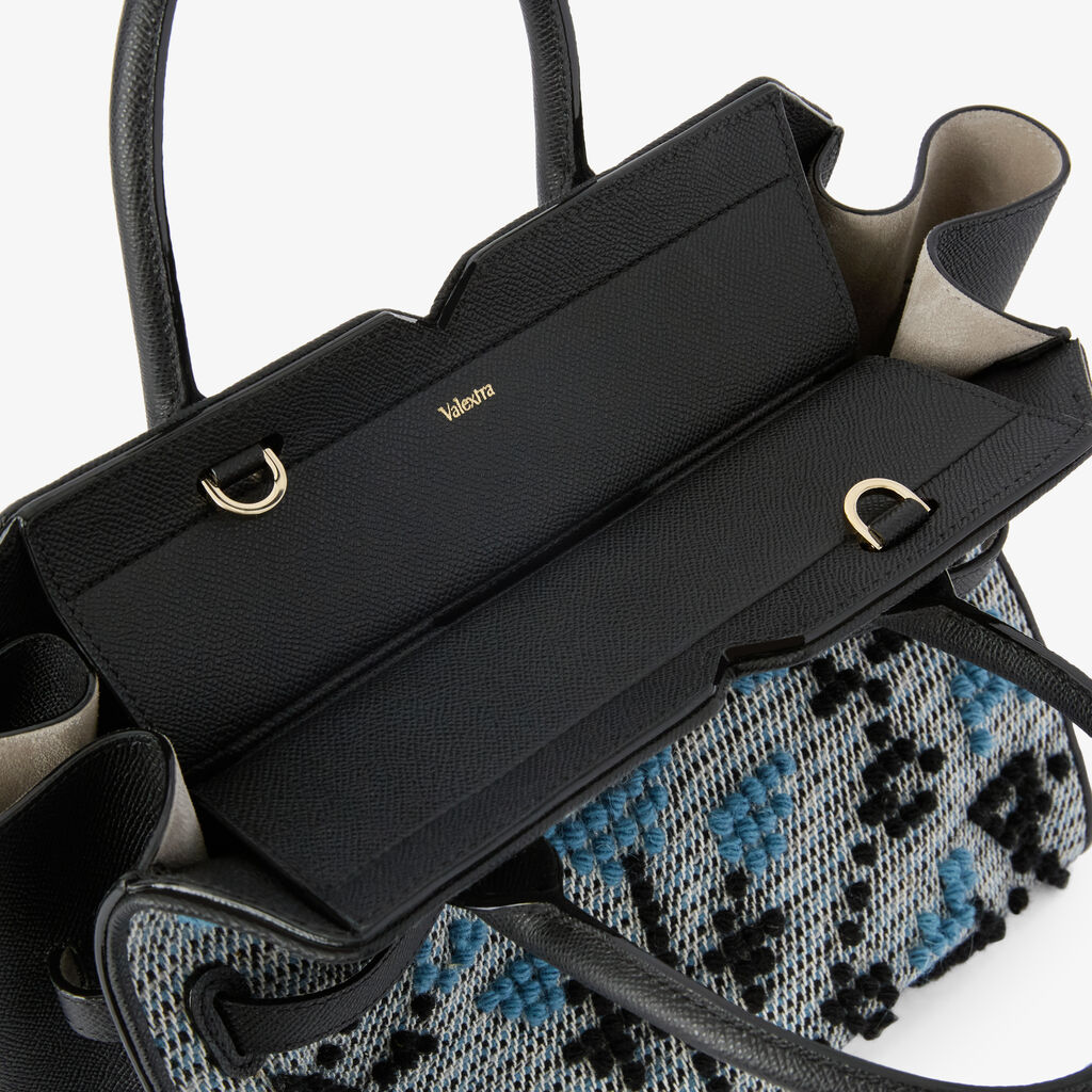 Milano Flower Pibiones Two Handles Medium Bag - - Tessuto Pibiones Fiore/Vitello Millepunte Soft - Valextra - 2