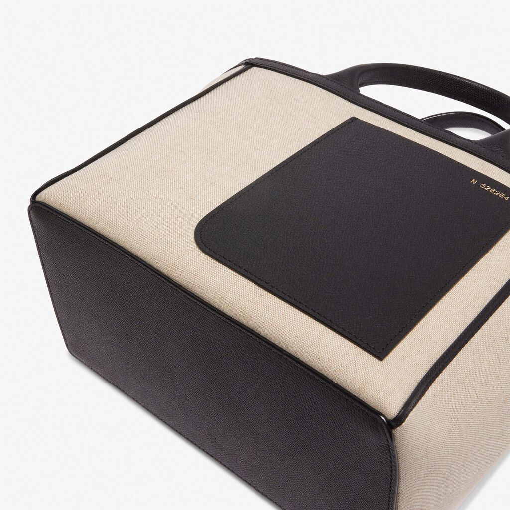 Shopping Mini Bag Canvas - Sand Brown/Black - Tessuto Canvas/VS - Valextra - 5