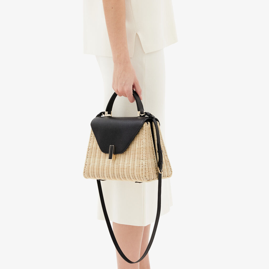 Iside Wicker Top Handle Medium Bag - Beige/Black - Midollino/Vitello VS - Valextra - 2