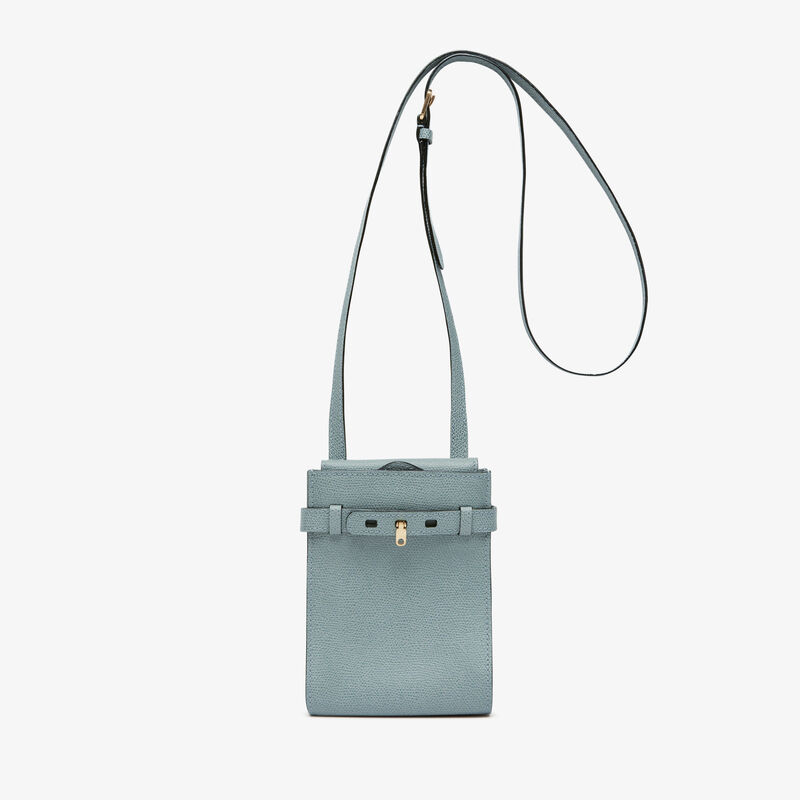 Brera B-Tracollina slim Crossbody micro bag - Smokey Blue - Millepunte calf leather - Valextra - 1