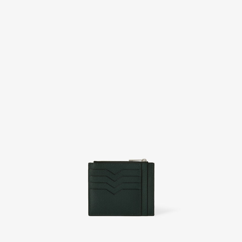 Card Holder 8CC with Zip - Valextra Green - Millepunte calf leather - Valextra - 1