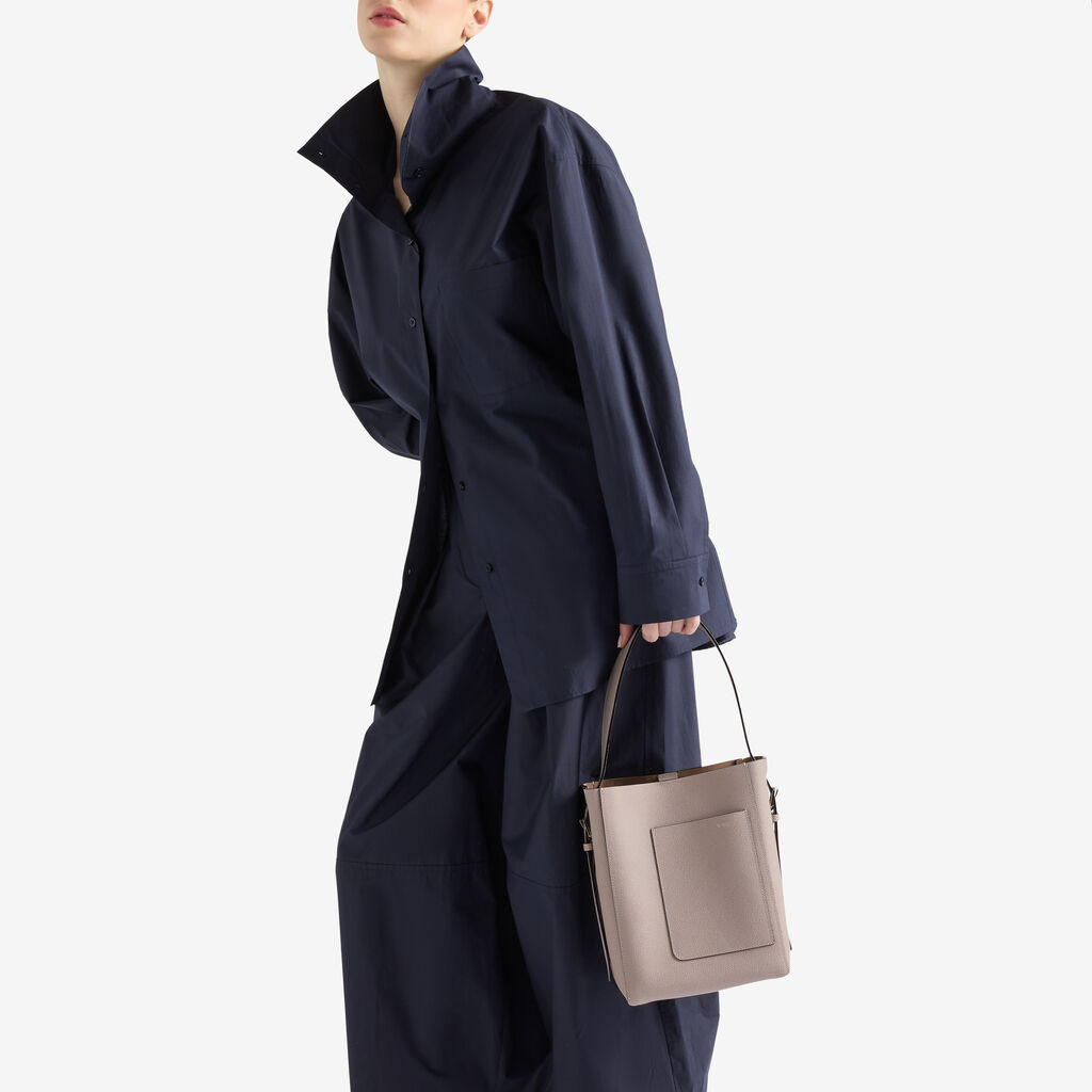 Soft Bucket Mini Bag - Nude Pink - Millepunte calf leather - Valextra - 2