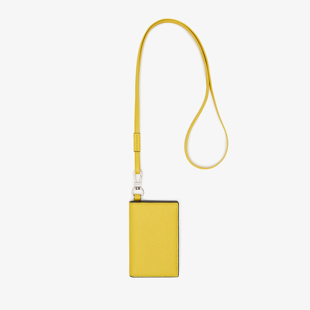 Card Holder with Lanyard - Yellow - Vitello VS - Valextra - 1