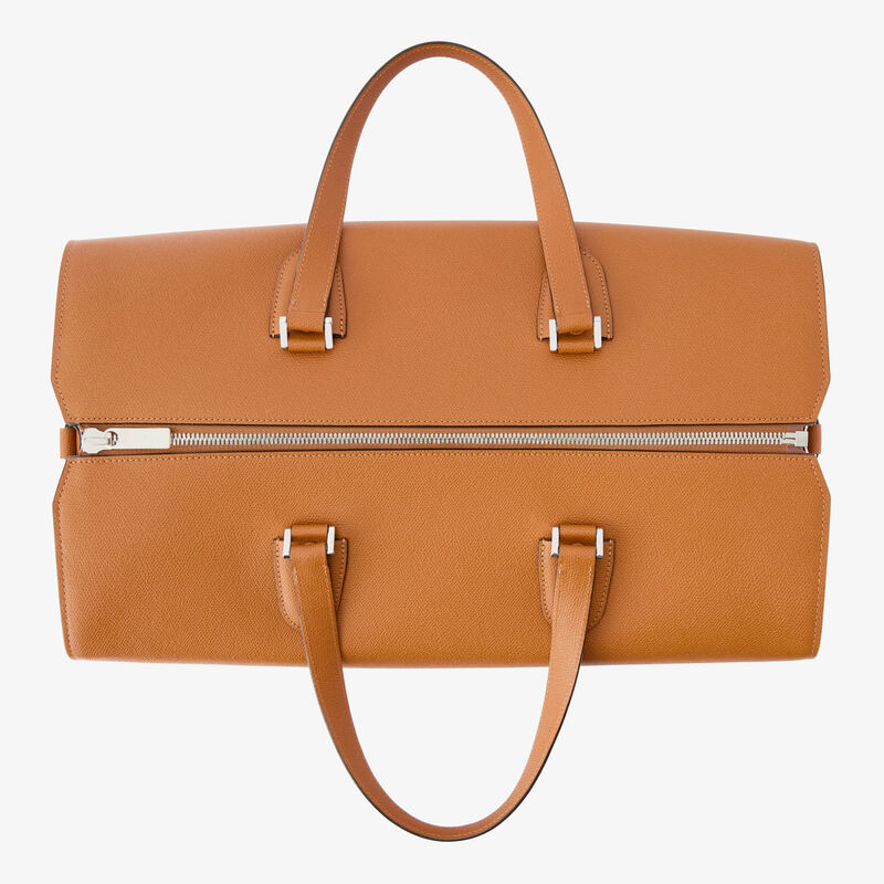 Babila Boston Travel Bag - Havana Brown - Millepunte calf leather - Valextra - 7